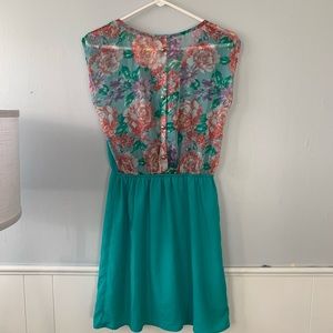 Teal / Floral Dress